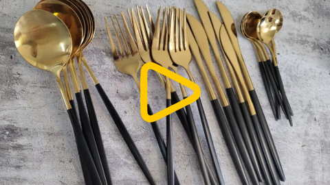 Набір столових приборів із позолотою на 6 персон, 24 предмети